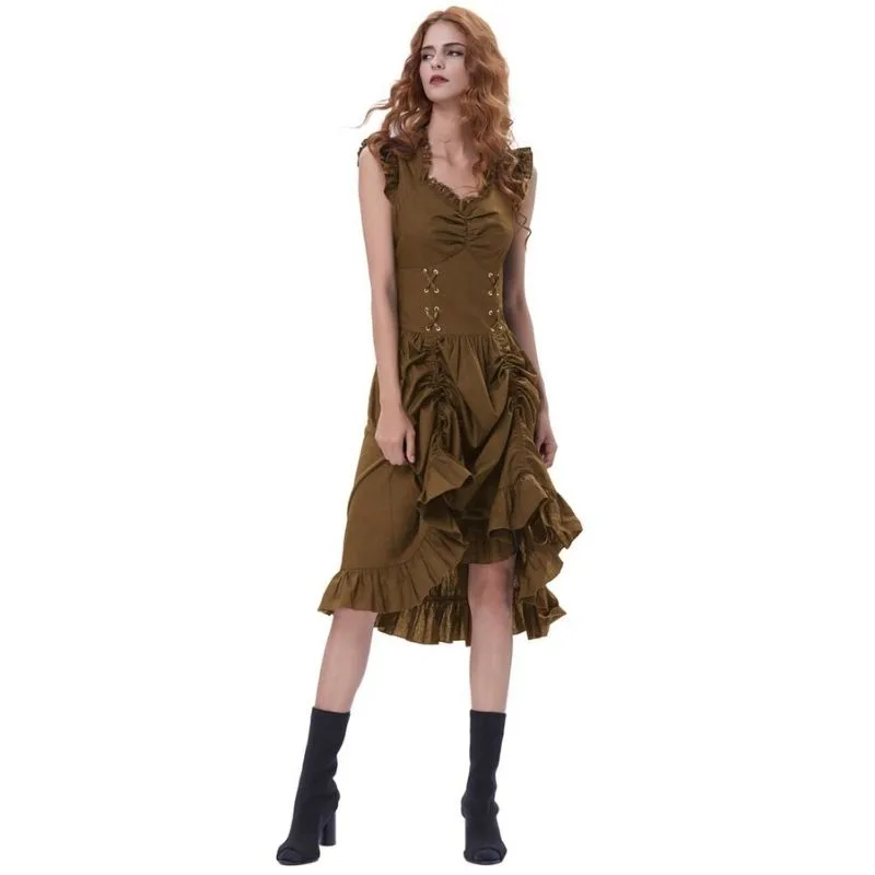 Vue 3 — Longue Robe Marron Steampunk