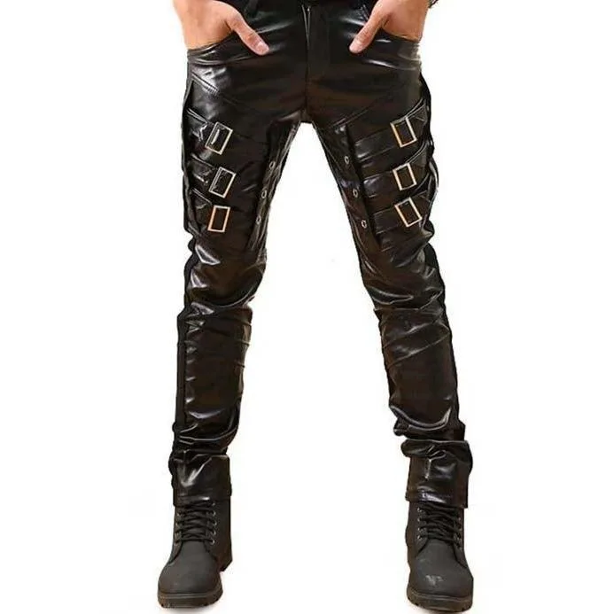 Vue 2 — Pantalon Simili PU Gothique Homme