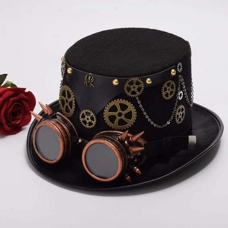 Vue 2 — Chapeau Steampunk Haut de Forme Cabaret