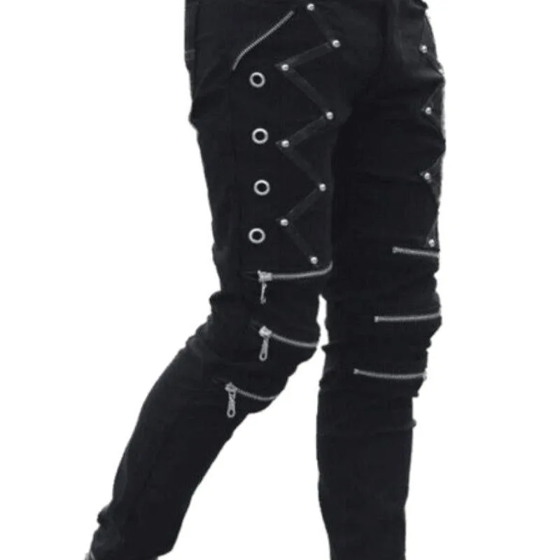 Vue 2 — Pantalon Zippé Homme Punk