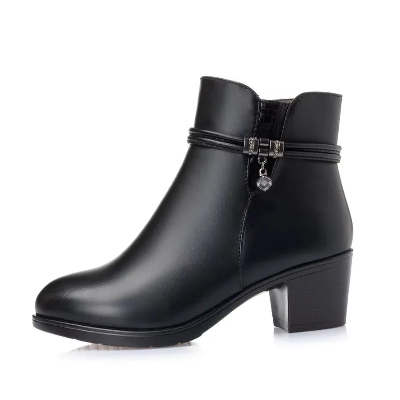 Bottines en PU Noir à Talon 5 cm