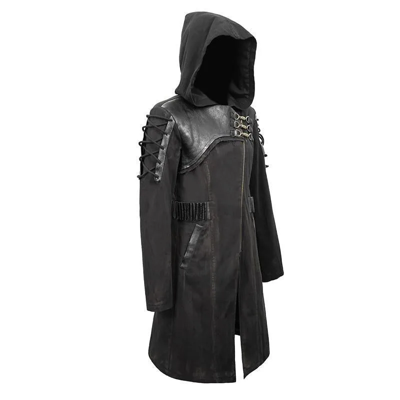 Vue 2 — Veste Steampunk Trench Coat à Capuche