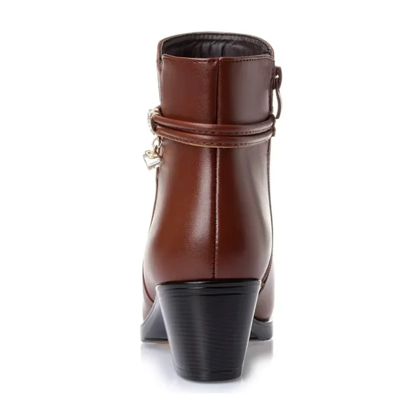 Vue 5 — Bottines en PU Marron à Talon