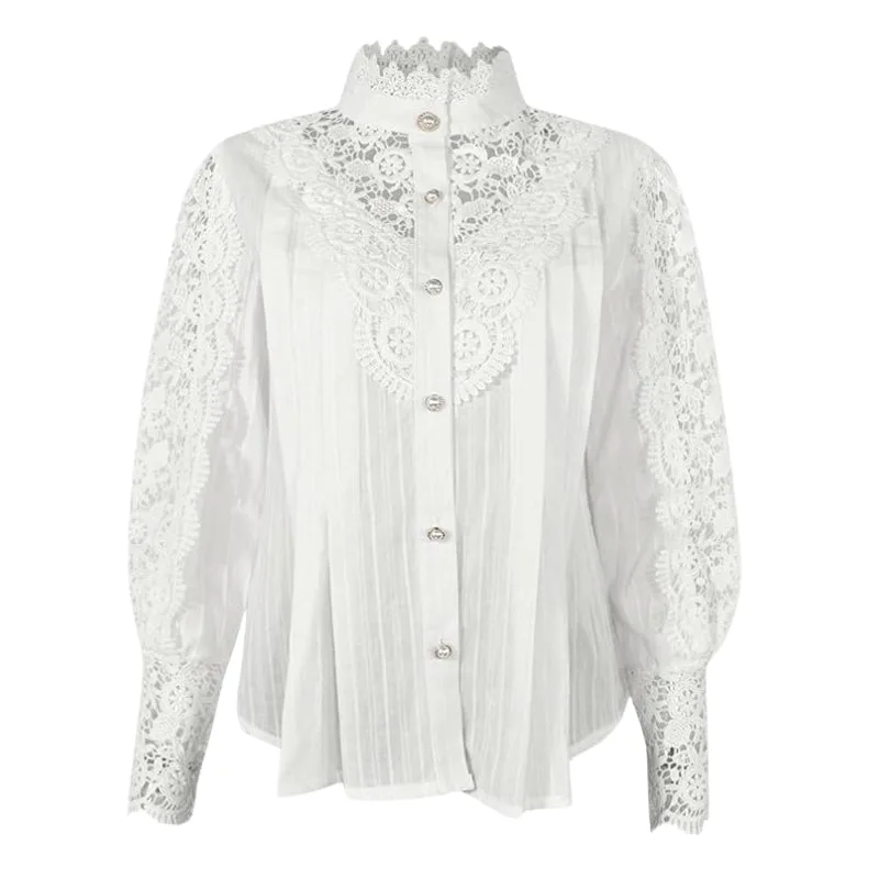 Chemisier Dentelle Col Victorien