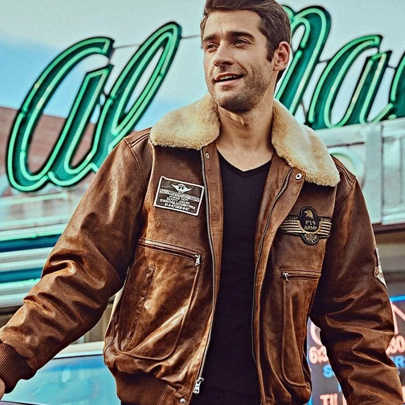 Vue 9 — Veste Steampunk Aviateur en Cuir