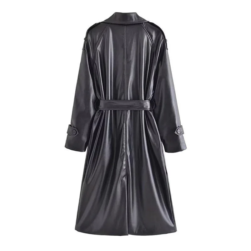 Vue 2 — Manteau Simili PU Type Trench Coat