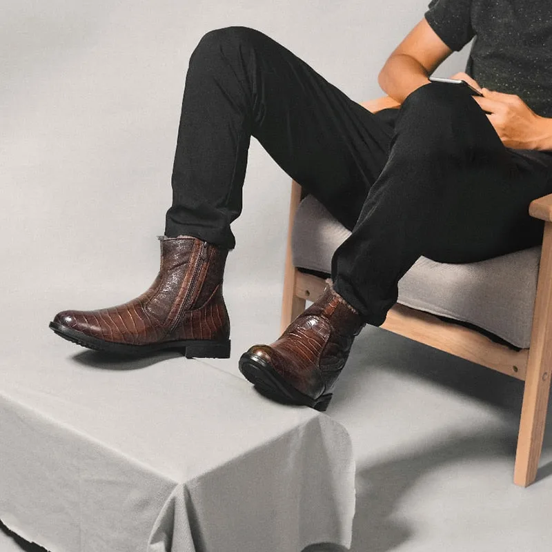 Vue 3 — Bottines Marron Foncé pour Homme
