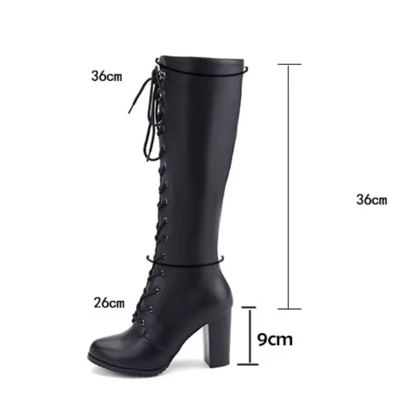 Vue 3 — Bottes Hautes à Lacets pour Femme