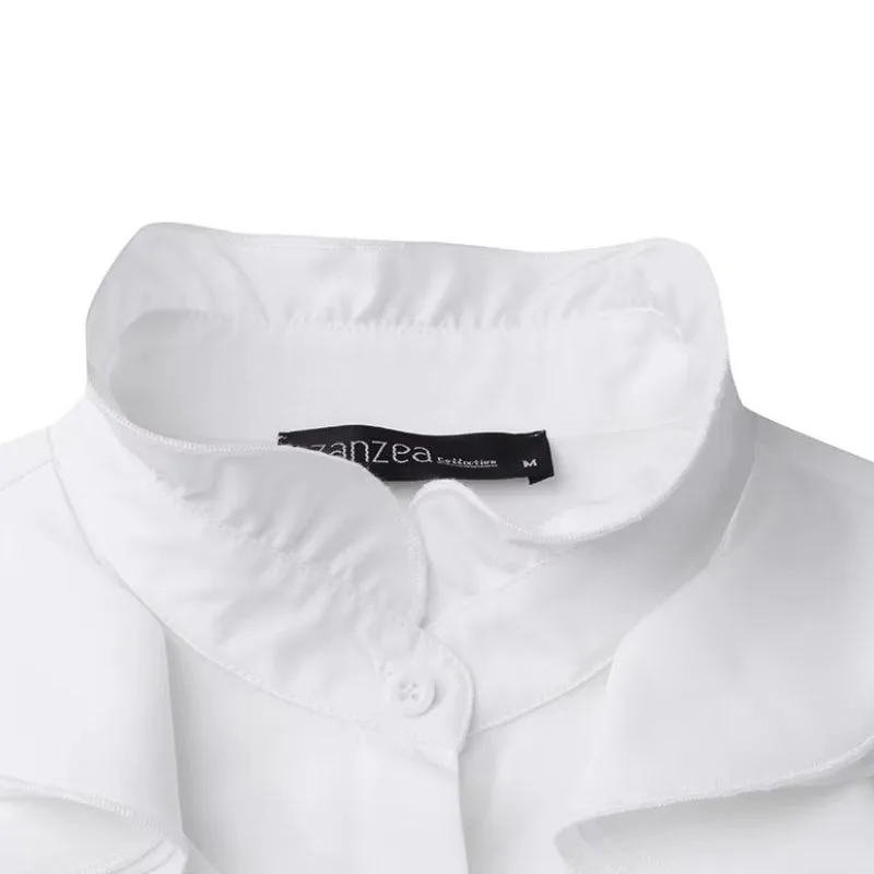 Vue 4 — Blouse Victorienne Col Volanté Femme